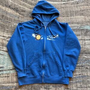 Odell Brewing Co. Fort Collins Colorado Blue Zip Up Hoodie Sweatshirt Sz Medium